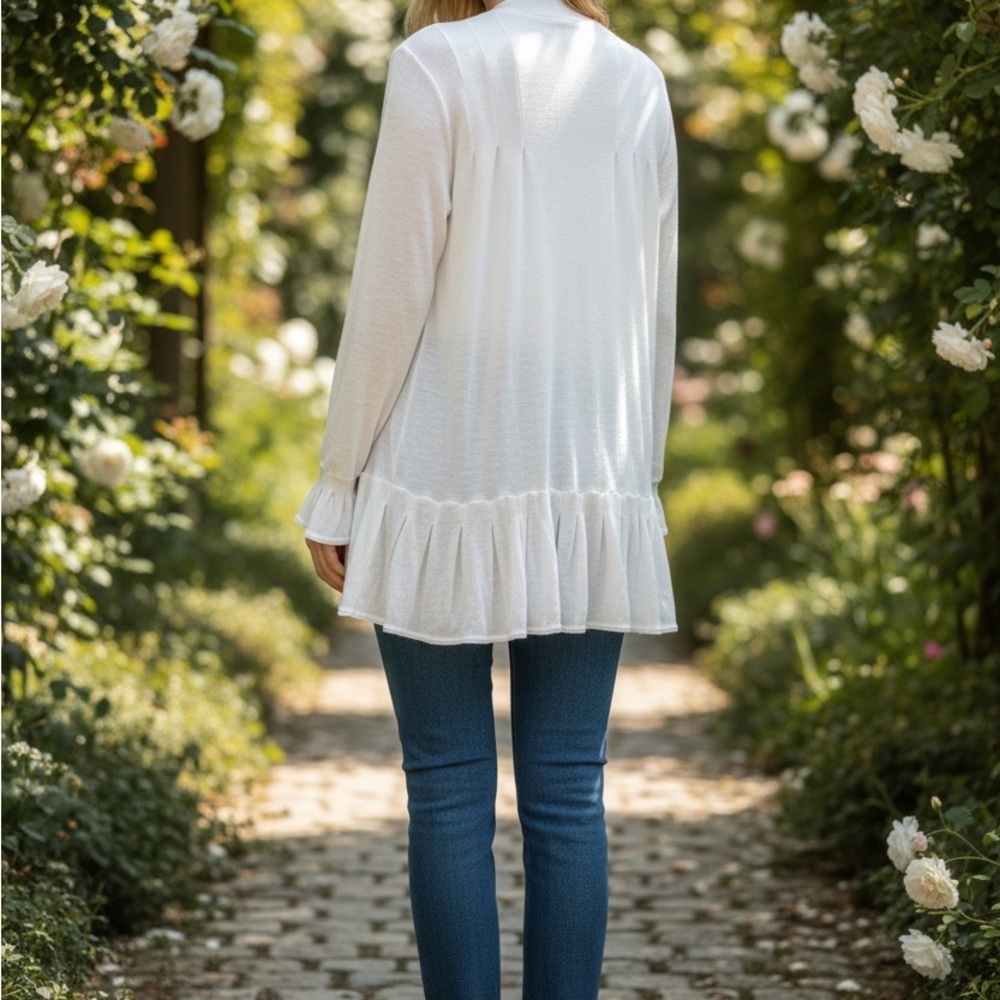 Free People White Ruffle Hem Tunic - Picture 4 of 6